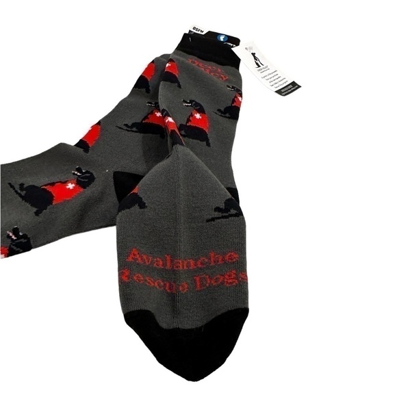 NWT Deer Valley Avalanche Rescue Dogs Tall Socks - Gray and Red - Picture 3 of 7